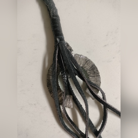 Turquoise Bold Statement Necklace | Express | Boho Western Vibes Leather Chain - Picture 7 of 7